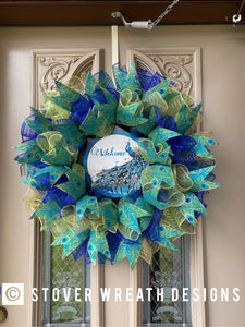 Welcome Peacock Wreath